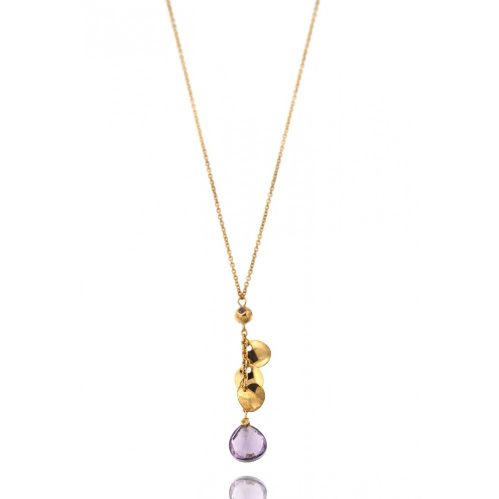КОЛИЕ 14K ЗЛАТО С АМЕТИСТ 