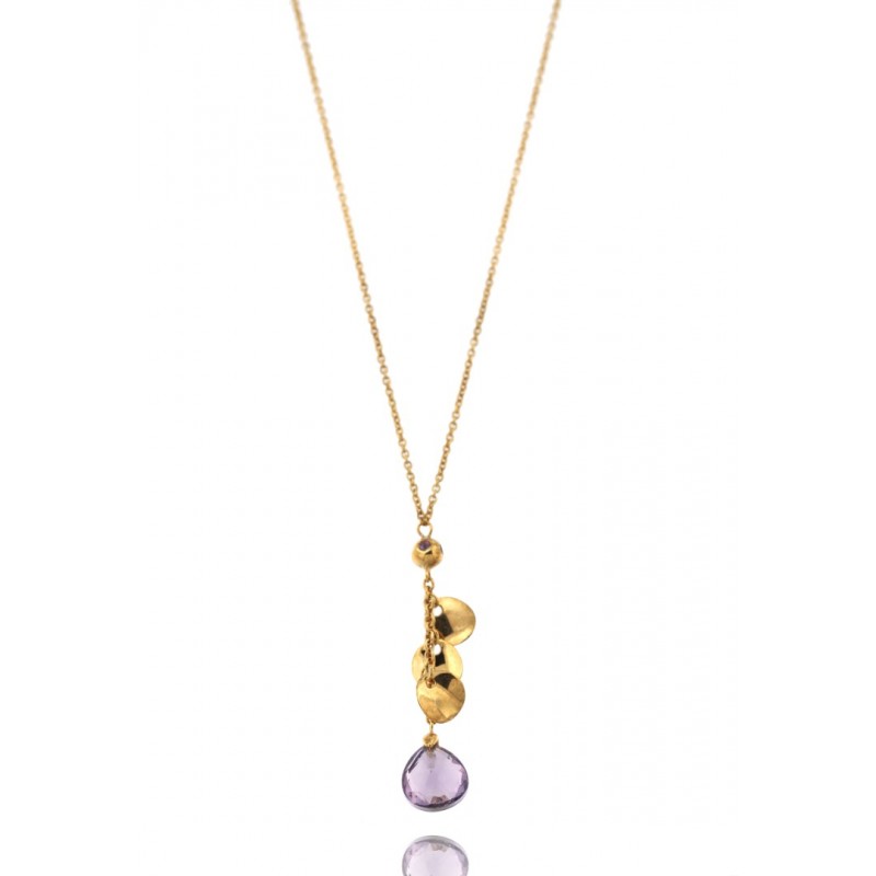 КОЛИЕ 14K ЗЛАТО С АМЕТИСТ 