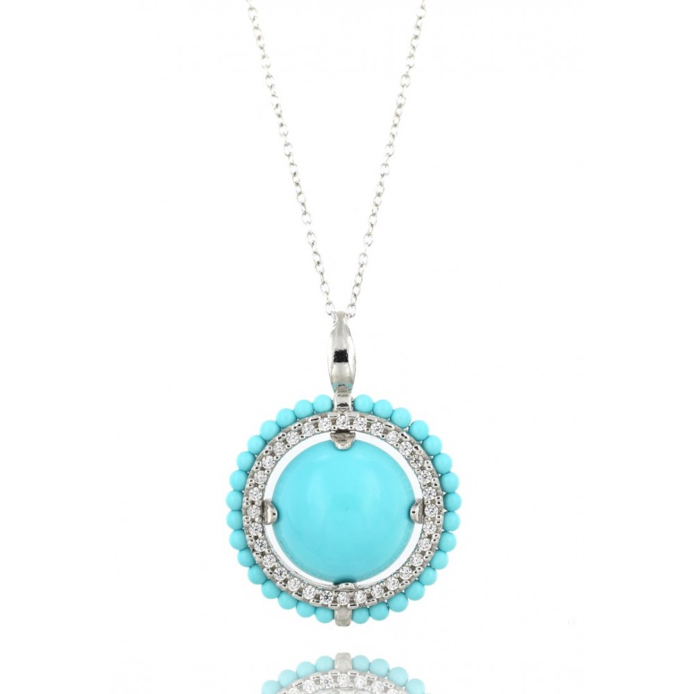 ВИСУЛКА СРЕБРО 925 С РОДИЕВО ПОКРИТИЕ С ТЮРКОАЗ 