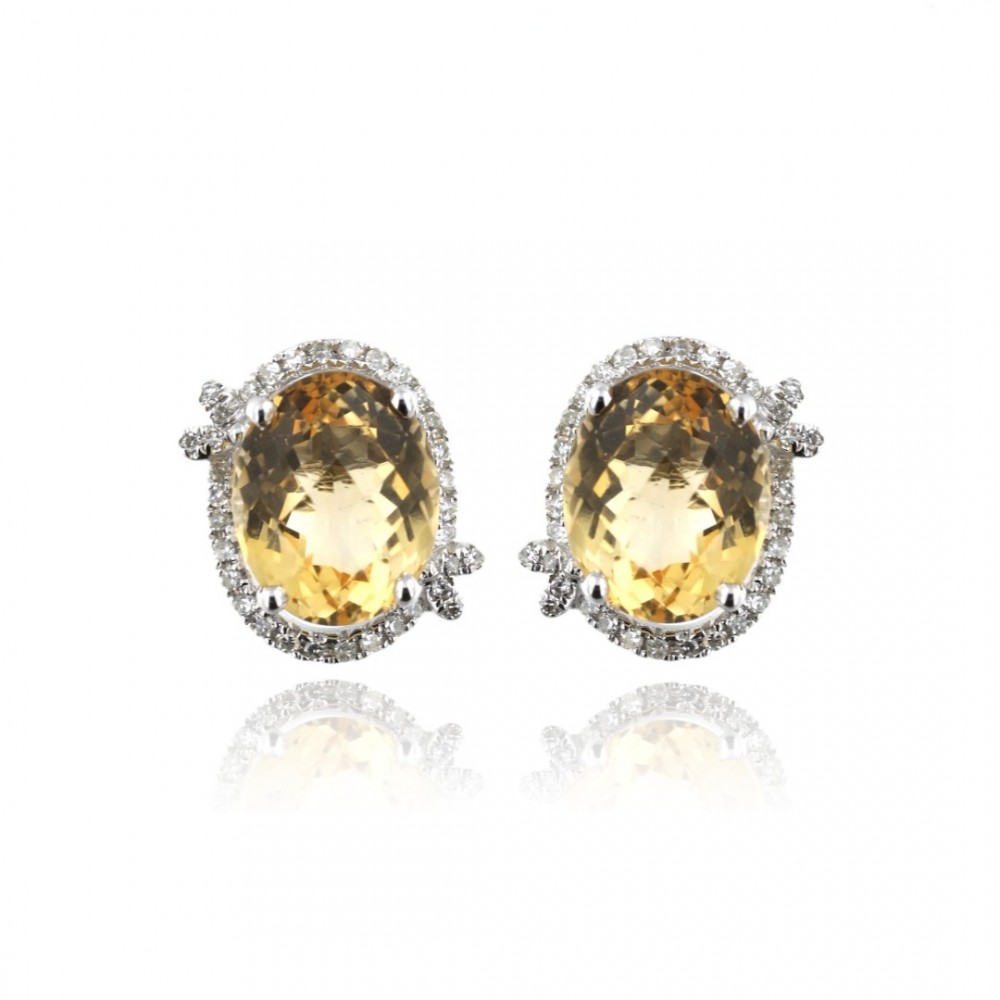 ОБИЦИ ОТ 14K ЗЛАТО С ЦИТРИН И ДИАМАНТИ