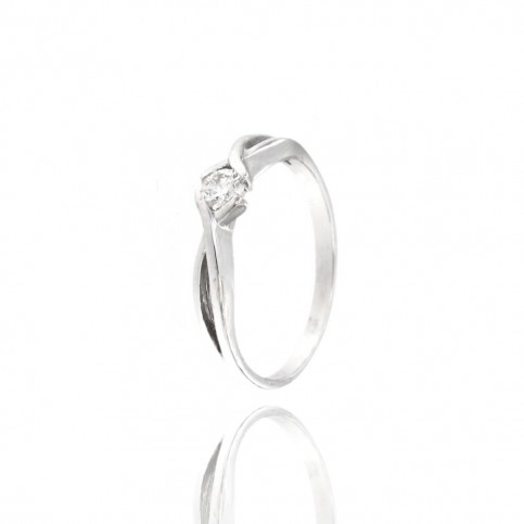 ПРЪСТЕН 14К БЯЛО ЗЛАТО С ДИАМАНТИ 